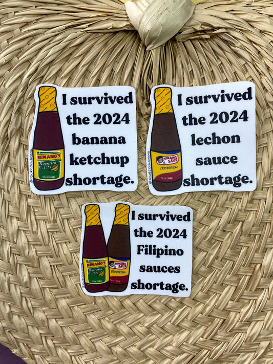 Banana Ketchup and Lechon Sauce Shortage Filipino Sauces Parody Stickers Tagalog