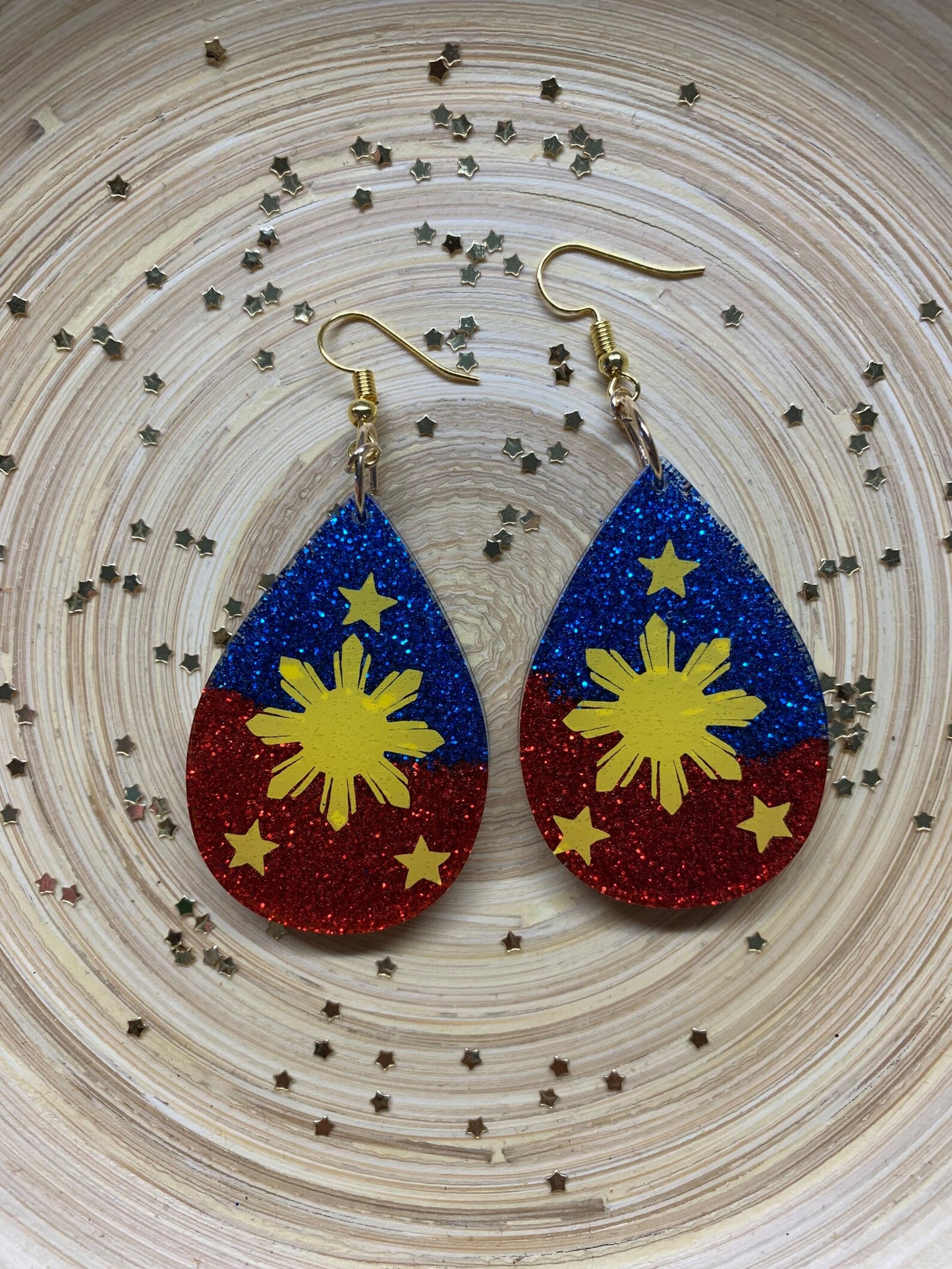 Philippine Flag Teardrop-Shaped Earrings