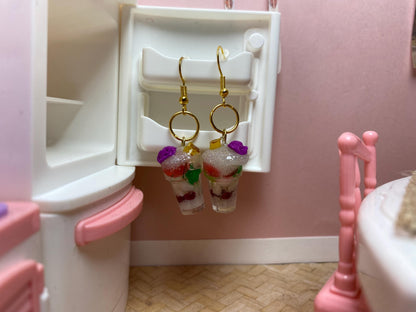 Miniature handmade halo halo Philippine dessert inspired earrings
