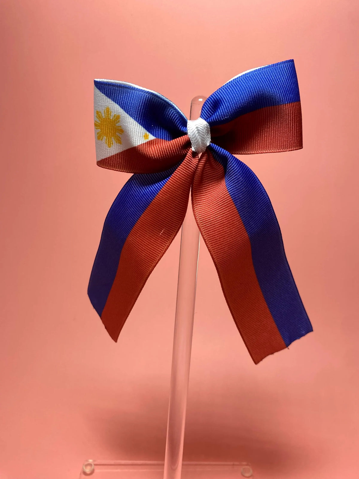 Filipino themed Hand made, hand printed hair bows Philippines Flag