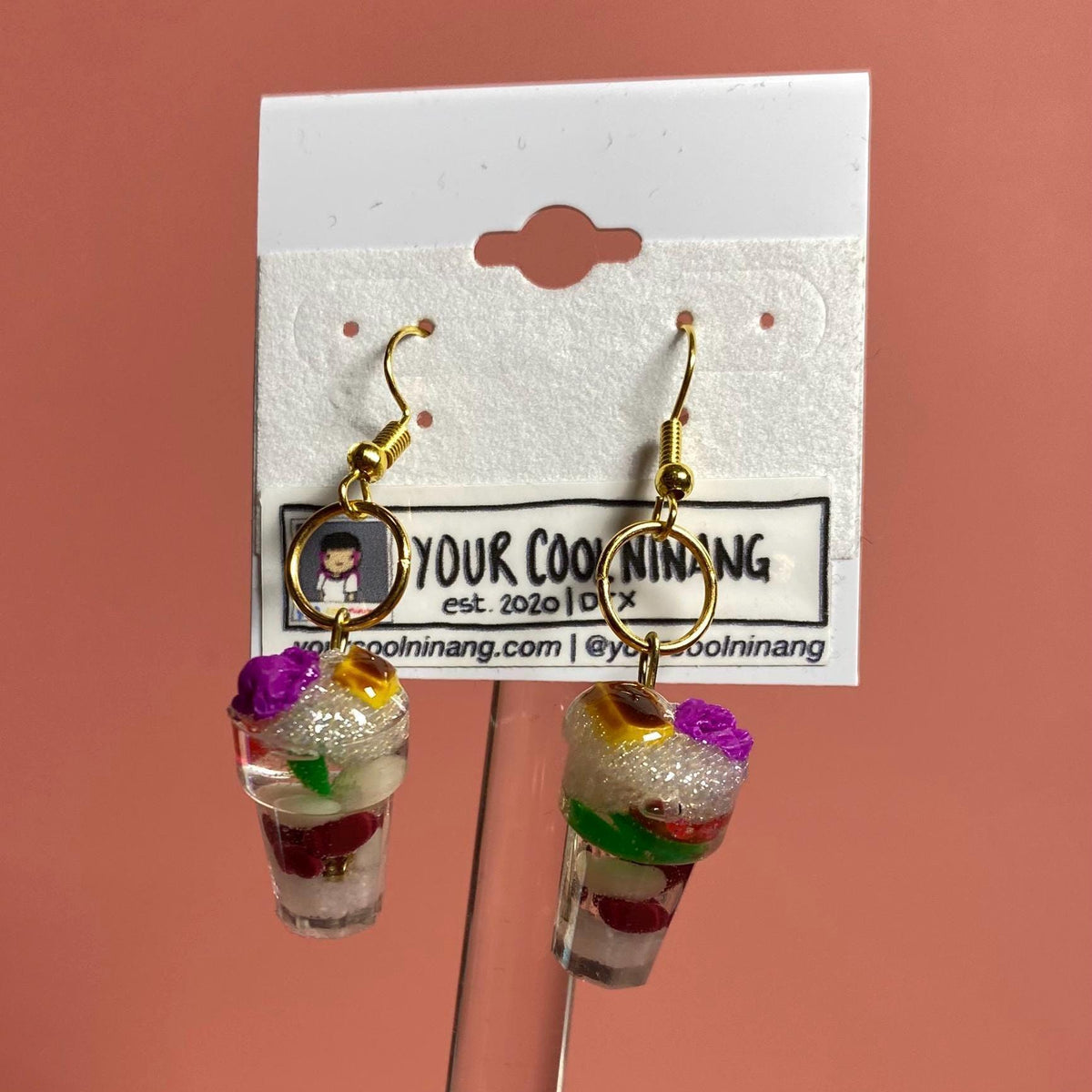 Miniature handmade halo halo Philippine dessert inspired earrings
